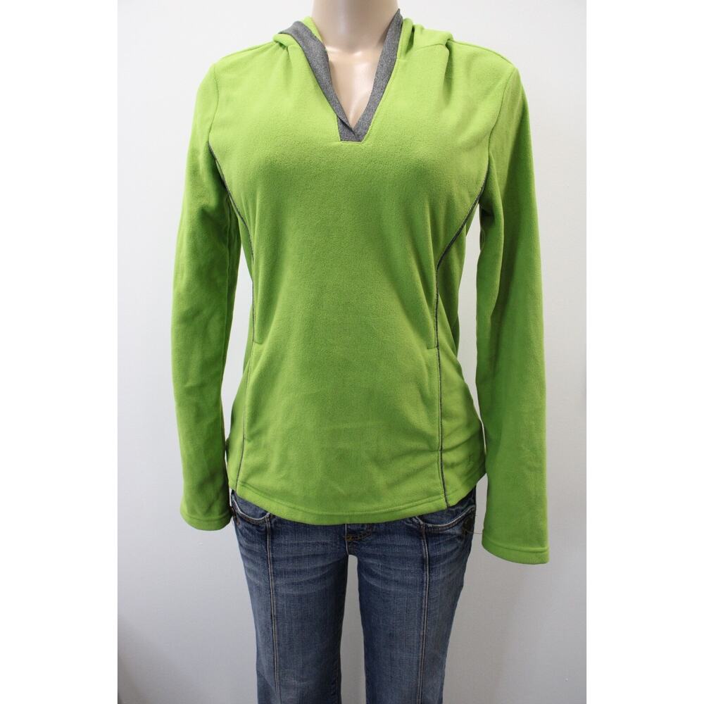 Danskin Hoodie Womens Size M Green Active Fleece Pullover Long Sleeve V-Neck NWT